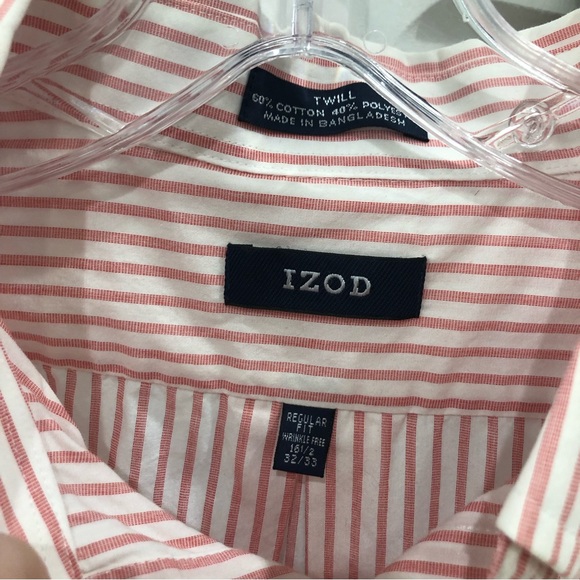 Izod Men’s Striped Long Sleeve Collared Button Up Dress Shirt - Picture 3 of 4